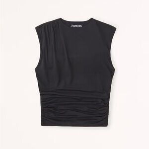 Abercrombie & Fitch Black Modal Blend Ruched Draped Shell Top